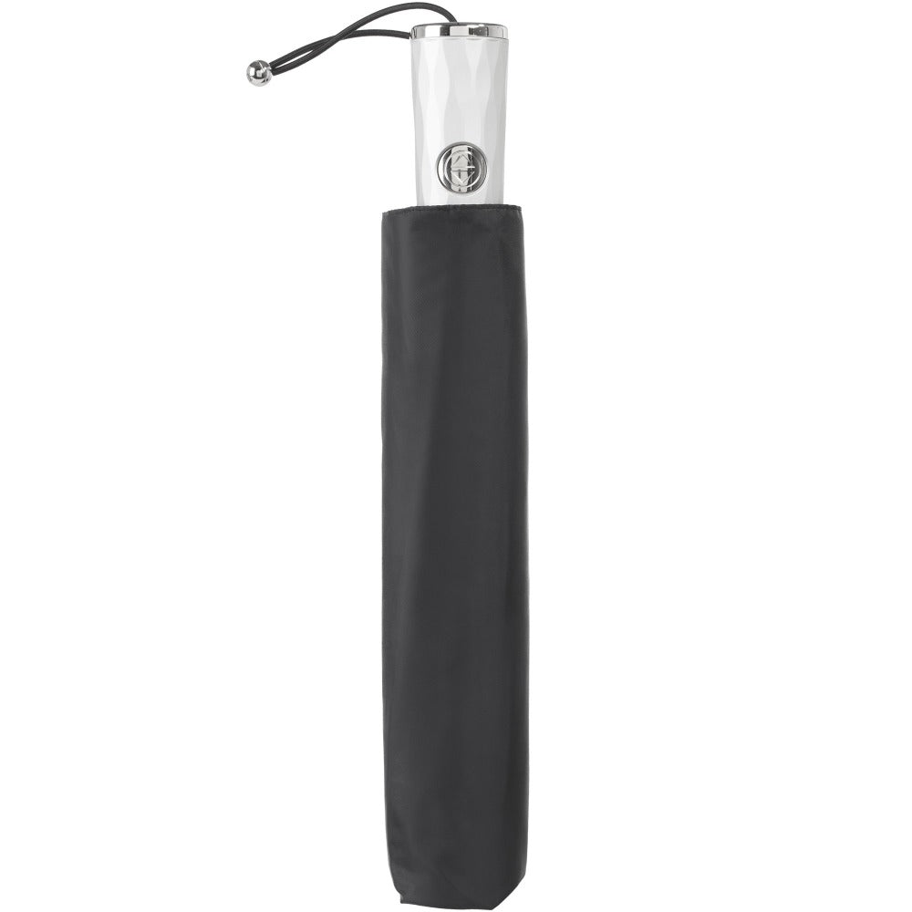 X-Large Auto Open Close Sunguard® Neverwet® Umbrella in Black Closed in Carrying Case