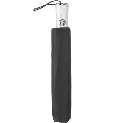 X-Large Auto Open Close Sunguard® Neverwet® Umbrella in Black Closed in Carrying Case