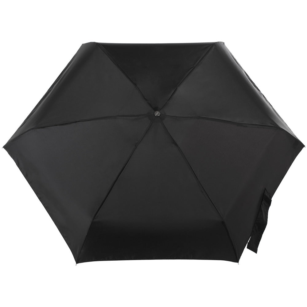 Titan Mini Manual Umbrella with NeverWet in Black Open Top View