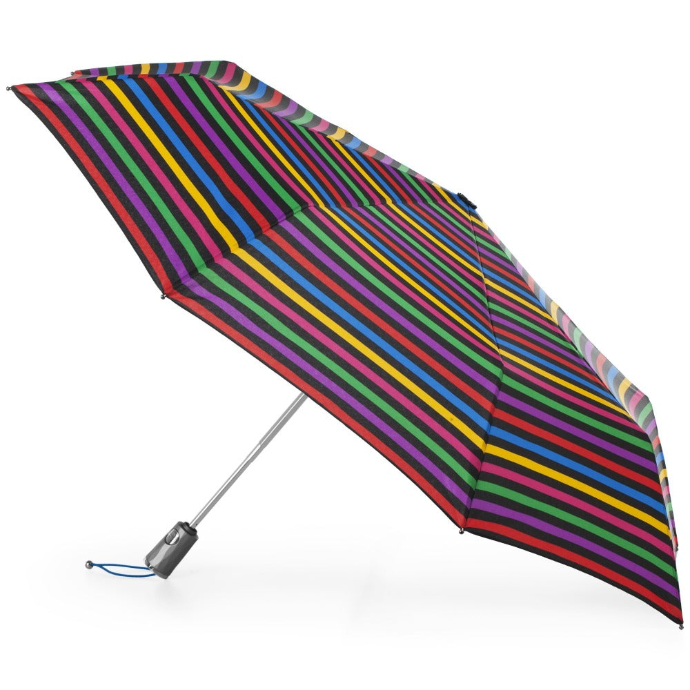 Titan Large Auto Open Close Neverwet Umbrella in Stripe Hue Open Side Profile