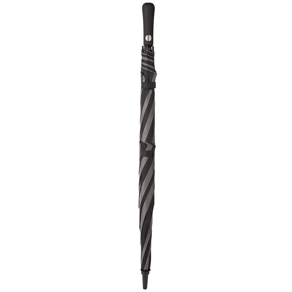 Blue Line Golf Size Auto Open Vented Golf Stick Umbrella in Black/Grey Closed