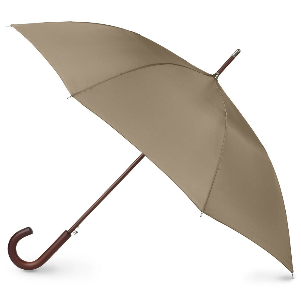 Blue Line Auto Wooden Stick Umbrella in British Tan Open Side Profile