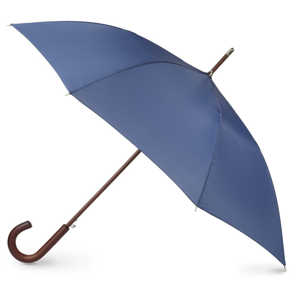 Blue Line Auto Wooden Stick Umbrella in Steele Blue Open Side Profile