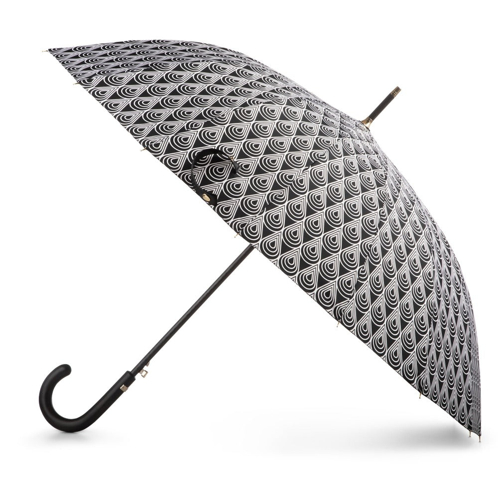 50th Anniversary Stick Umbrella in Raindrop Status Open Side Profile