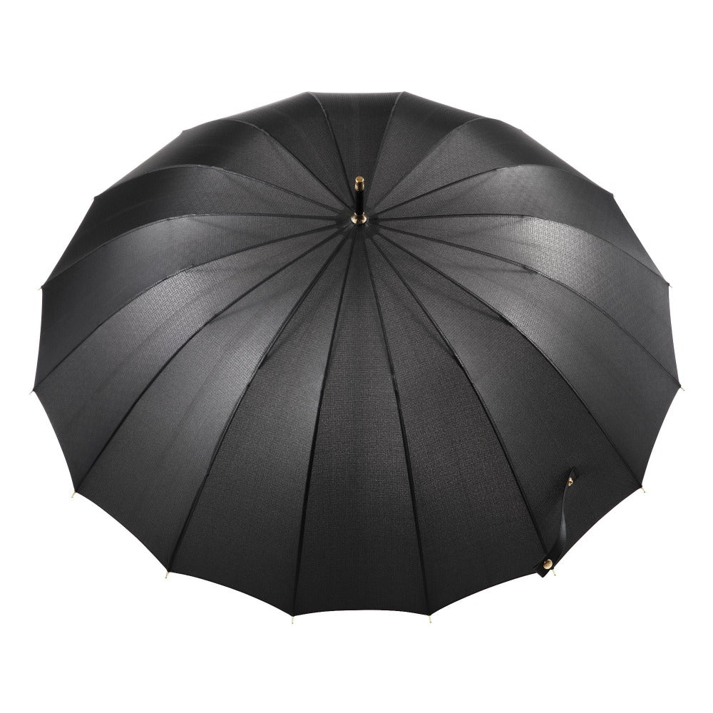 50th Anniversary Stick Umbrella in Dark Plaid Open Top View