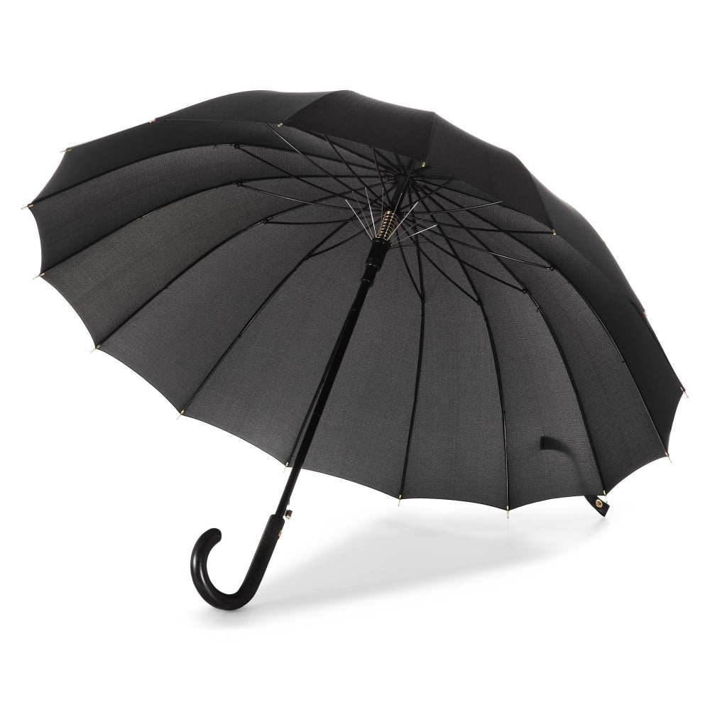 50th Anniversary Stick Umbrella in Dark Plaid Open Inside Rib View