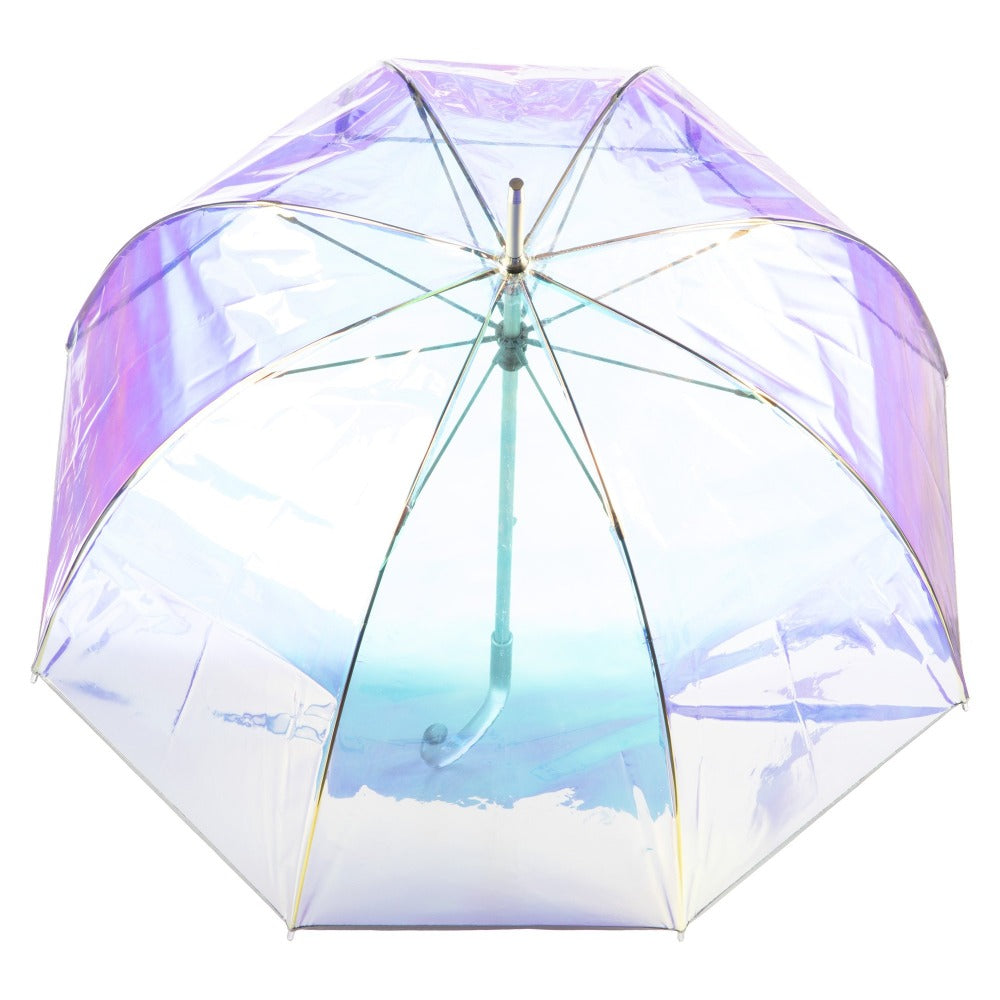 Signature Clear Bubble Umbrella in Iridescent Open Top View