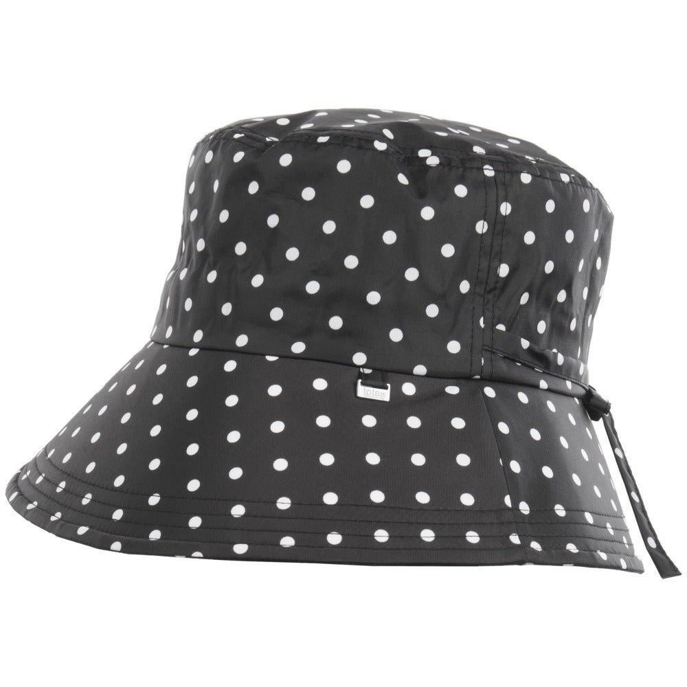 Bucket Hat Black and White Polka Dot Print