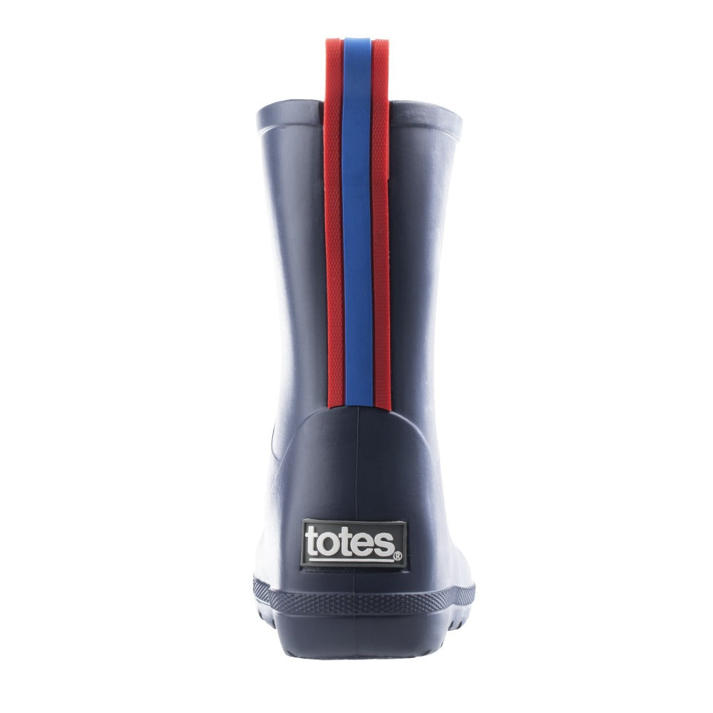 Cirrus™ Toddler’s Charley Tall Rain Boot in Navy Blue with Red on Contrasting Stripe Back Heel