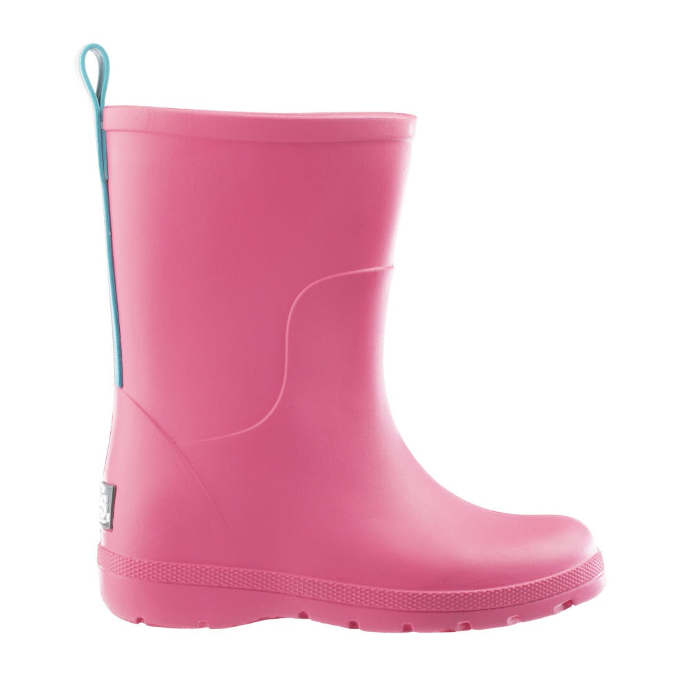 Cirrus™ Toddler’s Charley Tall Rain Boot in Pink with Light Blue Contrasting Stripe Profile
