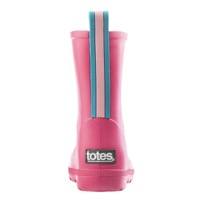 Cirrus™ Toddler’s Charley Tall Rain Boot in Pink with Light Blue Contrasting Stripe Back Heel