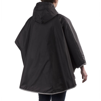 Reversible Rain Poncho in Black on Model Back
