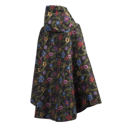 Reversible Rain Poncho in Embroidered Floral Reversed Back
