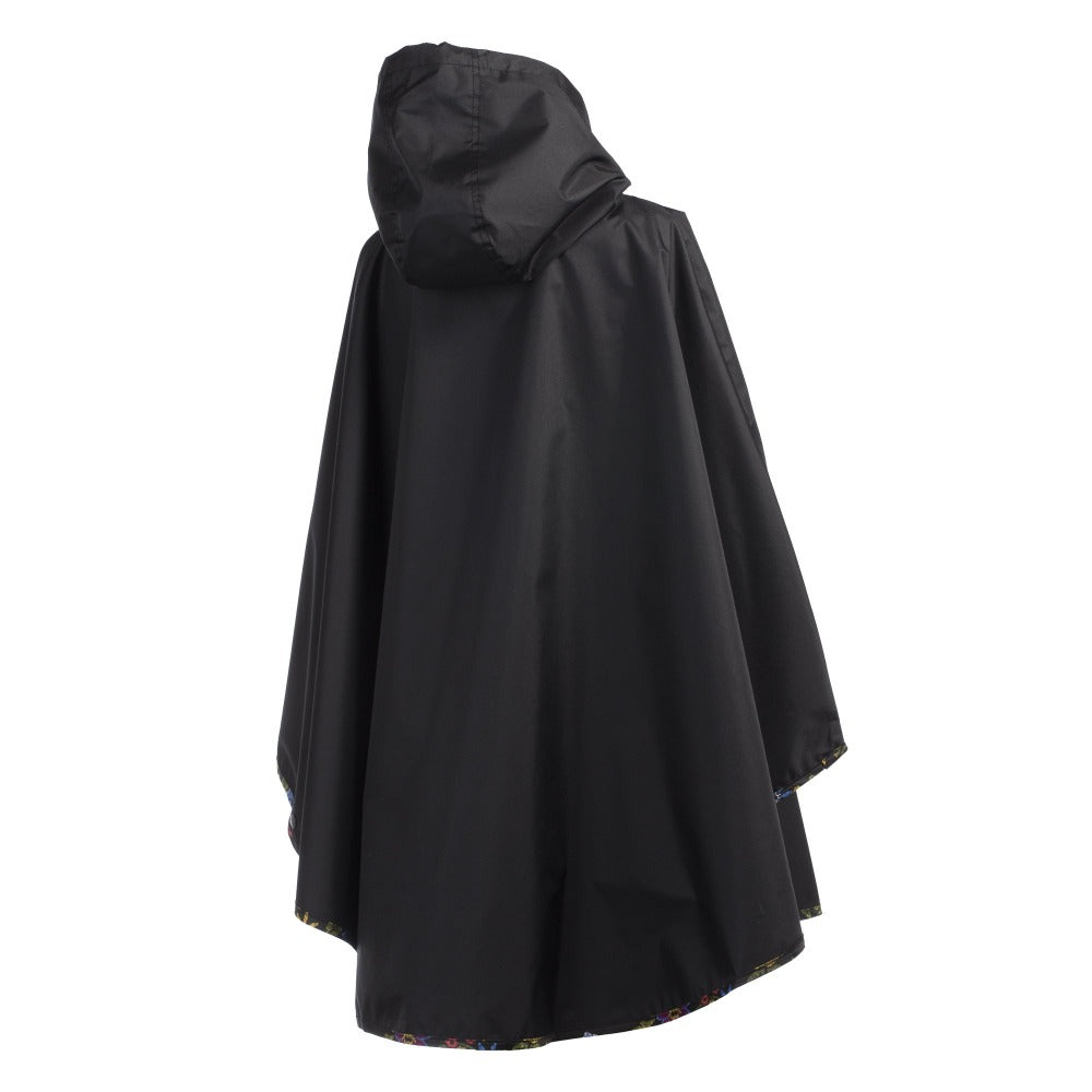 Reversible Rain Poncho in Embroidered Floral Back