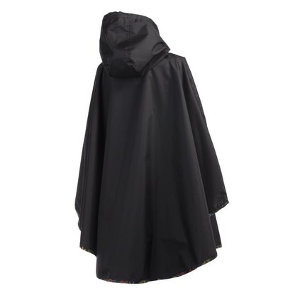 Reversible Rain Poncho in Embroidered Floral Back