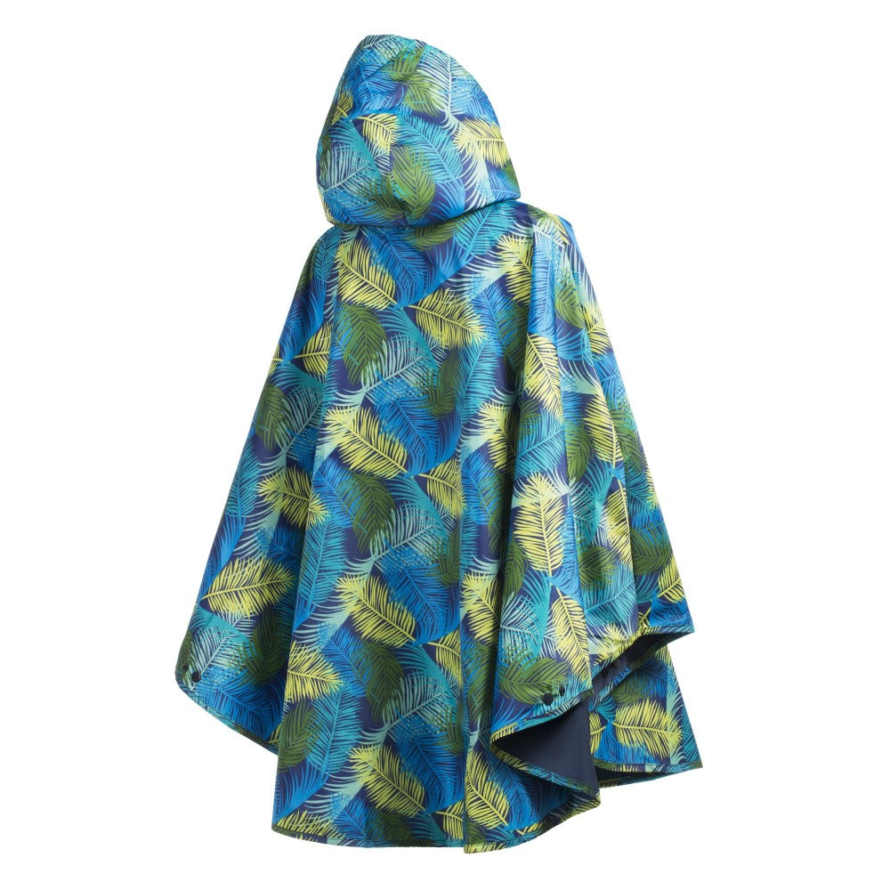 Reversible Rain Poncho in Palm Leaves Reversed Back