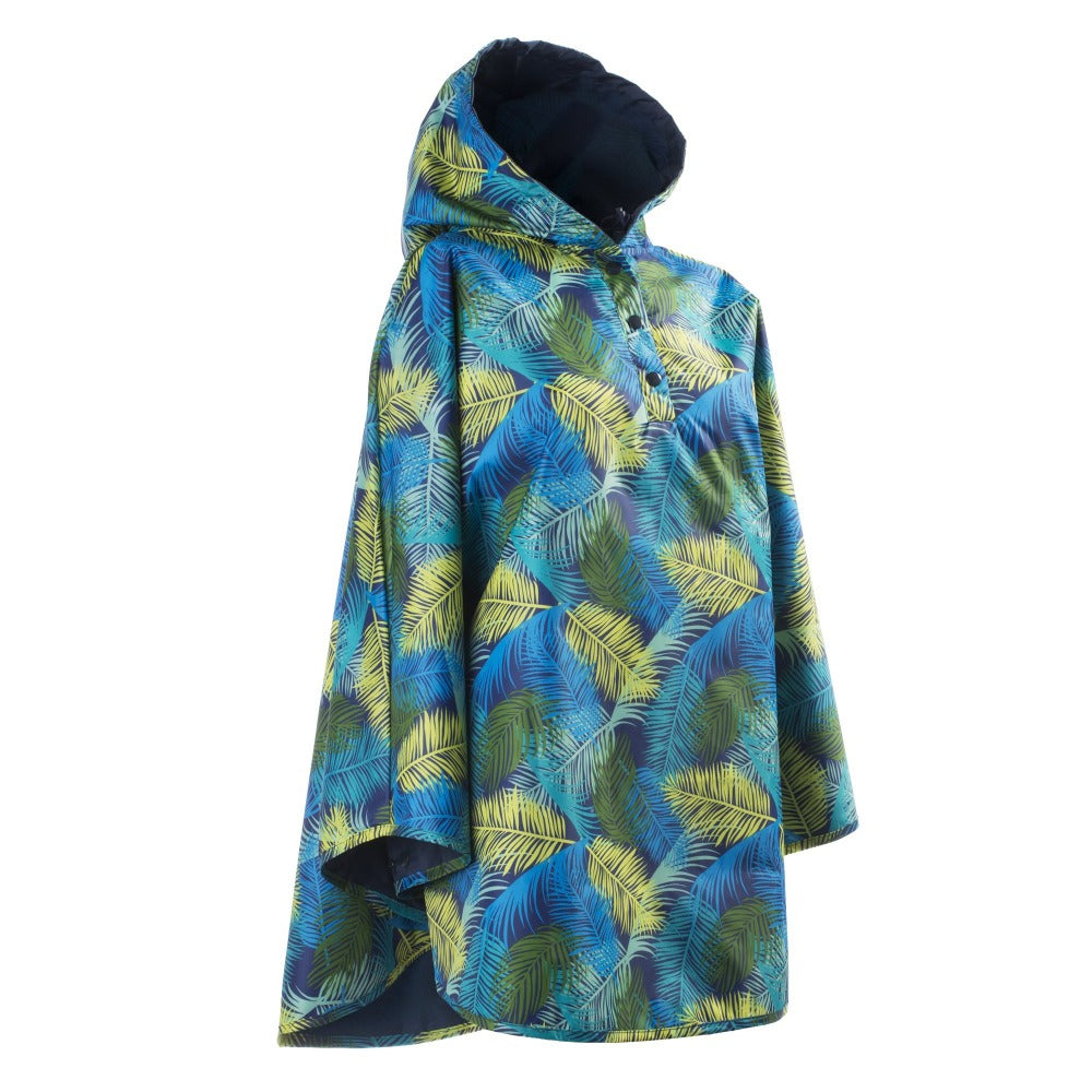 Reversible Rain Poncho in Palm Leaves Reversed Right Angled Side View