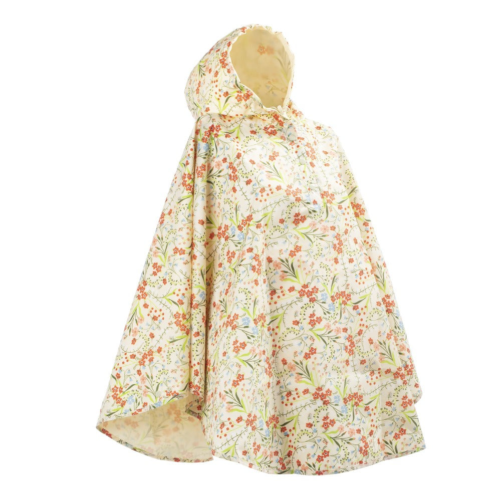 Reversible Rain Poncho in Wild Flowers Right Angled Side View