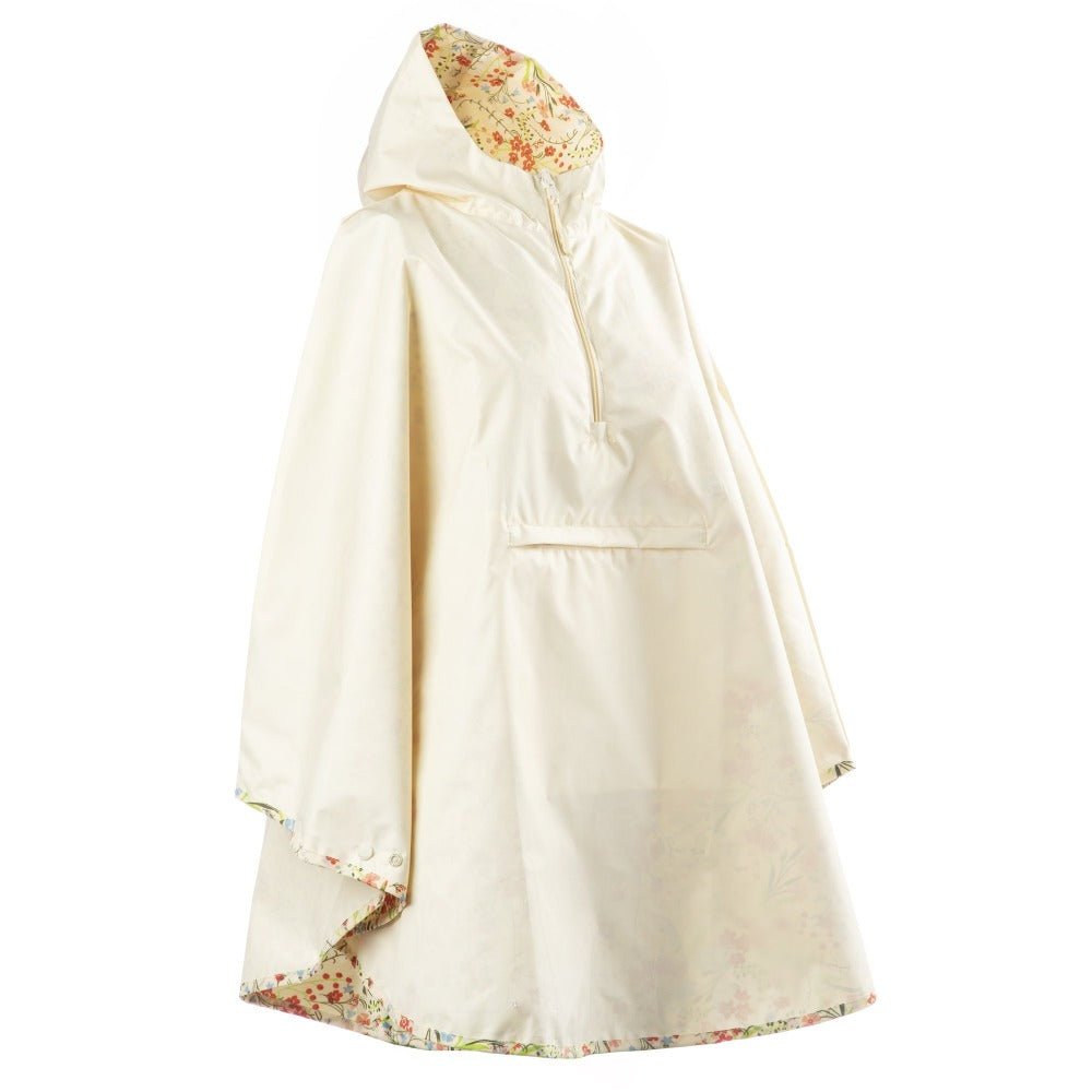 Reversible Rain Poncho in Wild Flowers Reversed Right Angled Side View