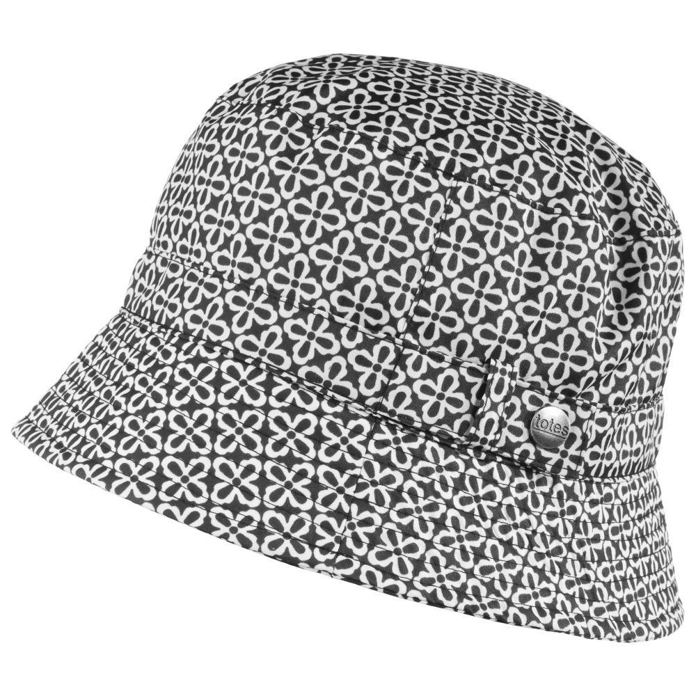totes rain hat in black and white